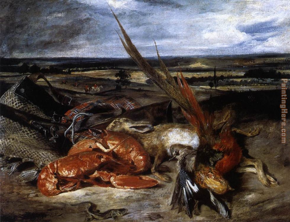Still-Life with Lobster painting - Eugene Delacroix Still-Life with Lobster art painting